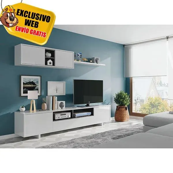 Salón tv Belus Blanco brillo-Antracita
