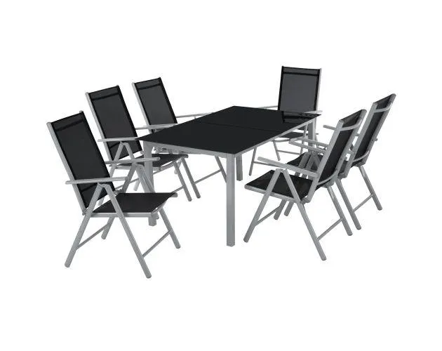 Conjunto de sillas de aluminio 6+1, plata