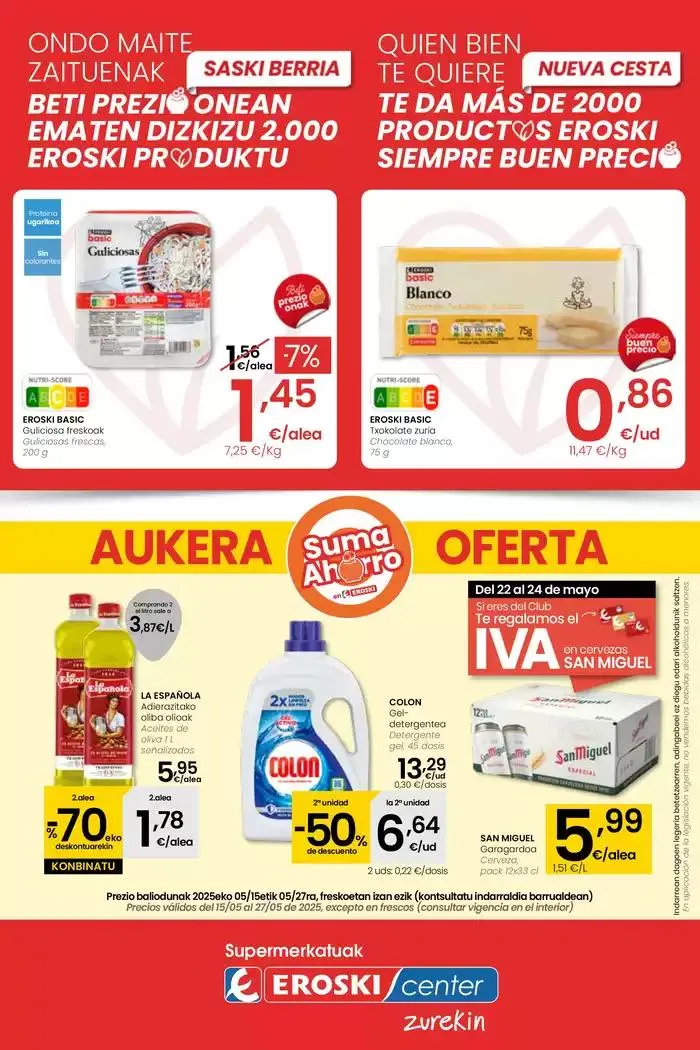 Catálogo de AUKERA OFERTA EROSKI CENTER 15 de mayo al 28 de mayo 2025 - Página 1