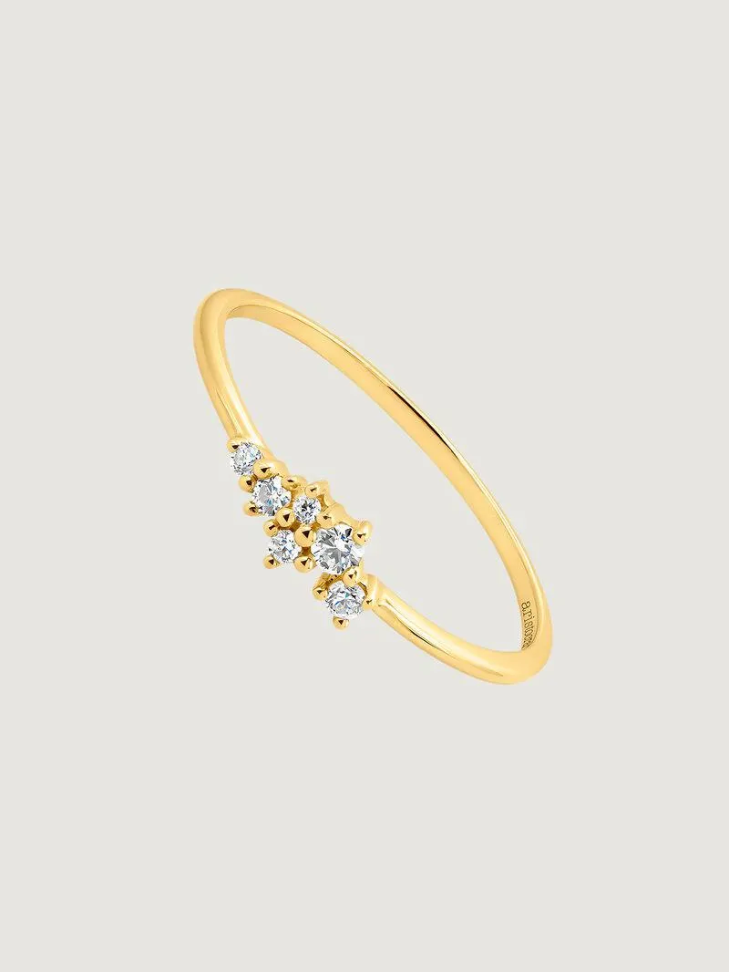 Anillo de oro amarillo de 9K con diamantes 0,025 cts