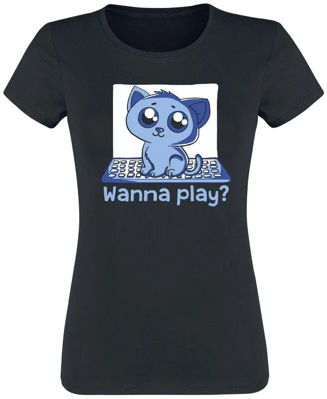 "Wanna play?" Camiseta Negro de Tierisch