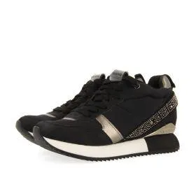 Allanton women's black monochrome sneakers with inner wedges and crystals