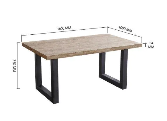 Mesa comedor fija de 160 cm color roble nordish-negro
