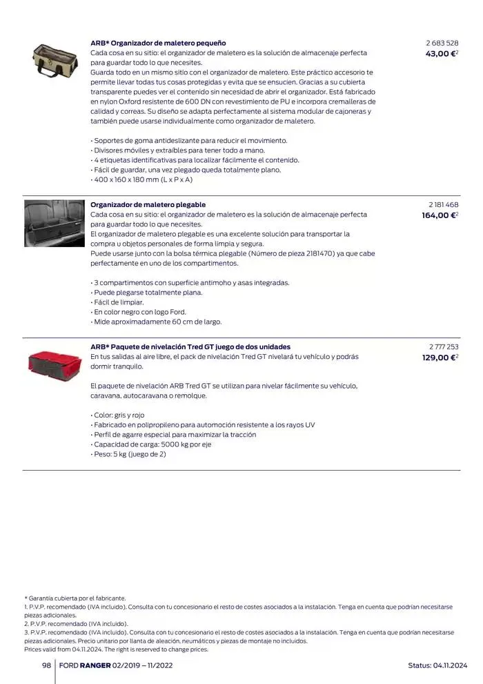 Catálogo de Ford de accesorios Ford Ranger 13 de noviembre al 13 de noviembre 2025 - Página 98
