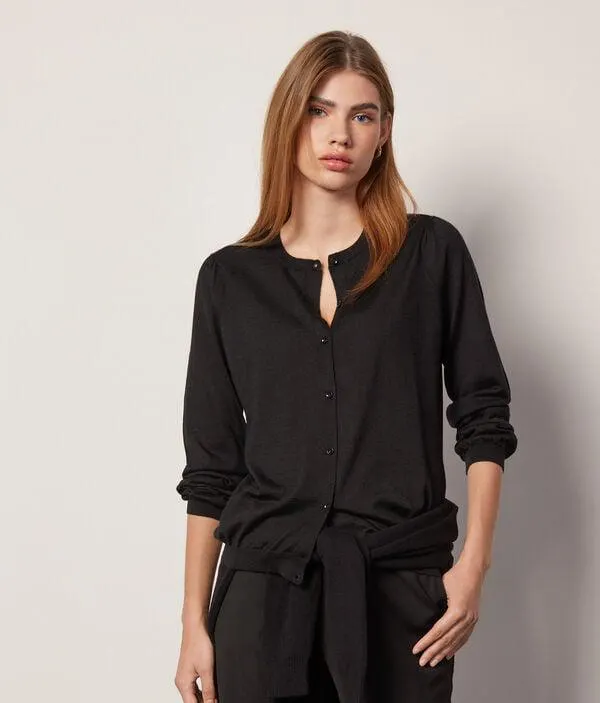 Cárdigan de cashmere ultrafine con frunce