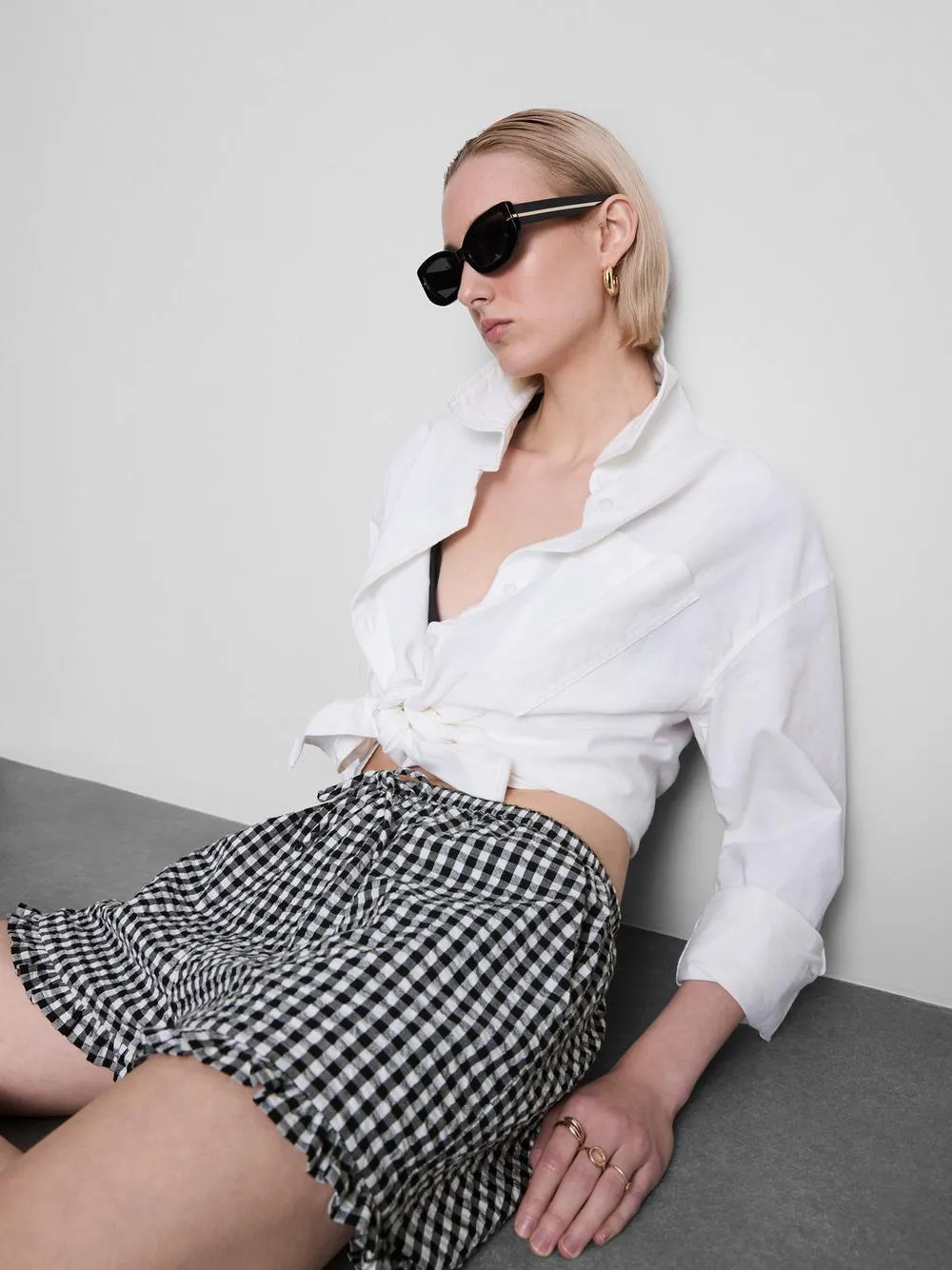 Pantalones cortos playeros de algodón con volantes