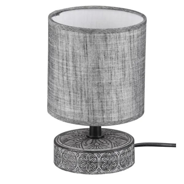 LÁMPARA MESA MARIE CERAM/TELA E14 20CM GRIS