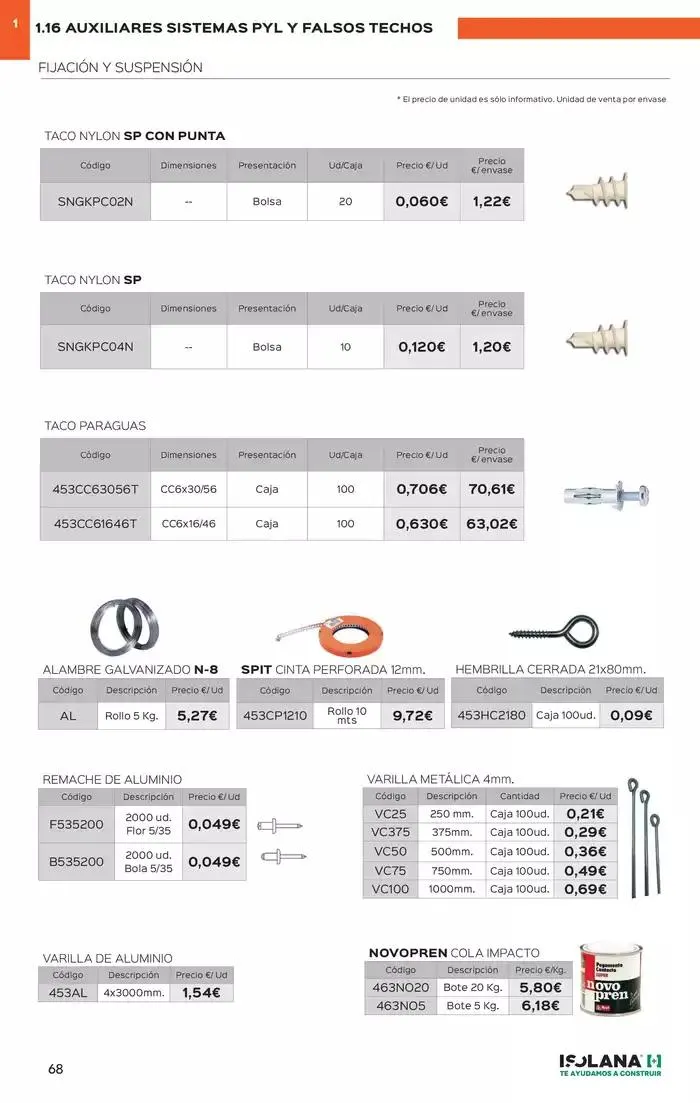Catálogo de PLACA DE YESO LAMINADO – TARIFA ISOLANA 31 de marzo al 31 de marzo 2025 - Página 63