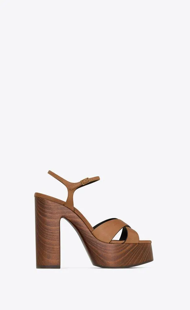 sandalias de plataforma bianca de piel lisa