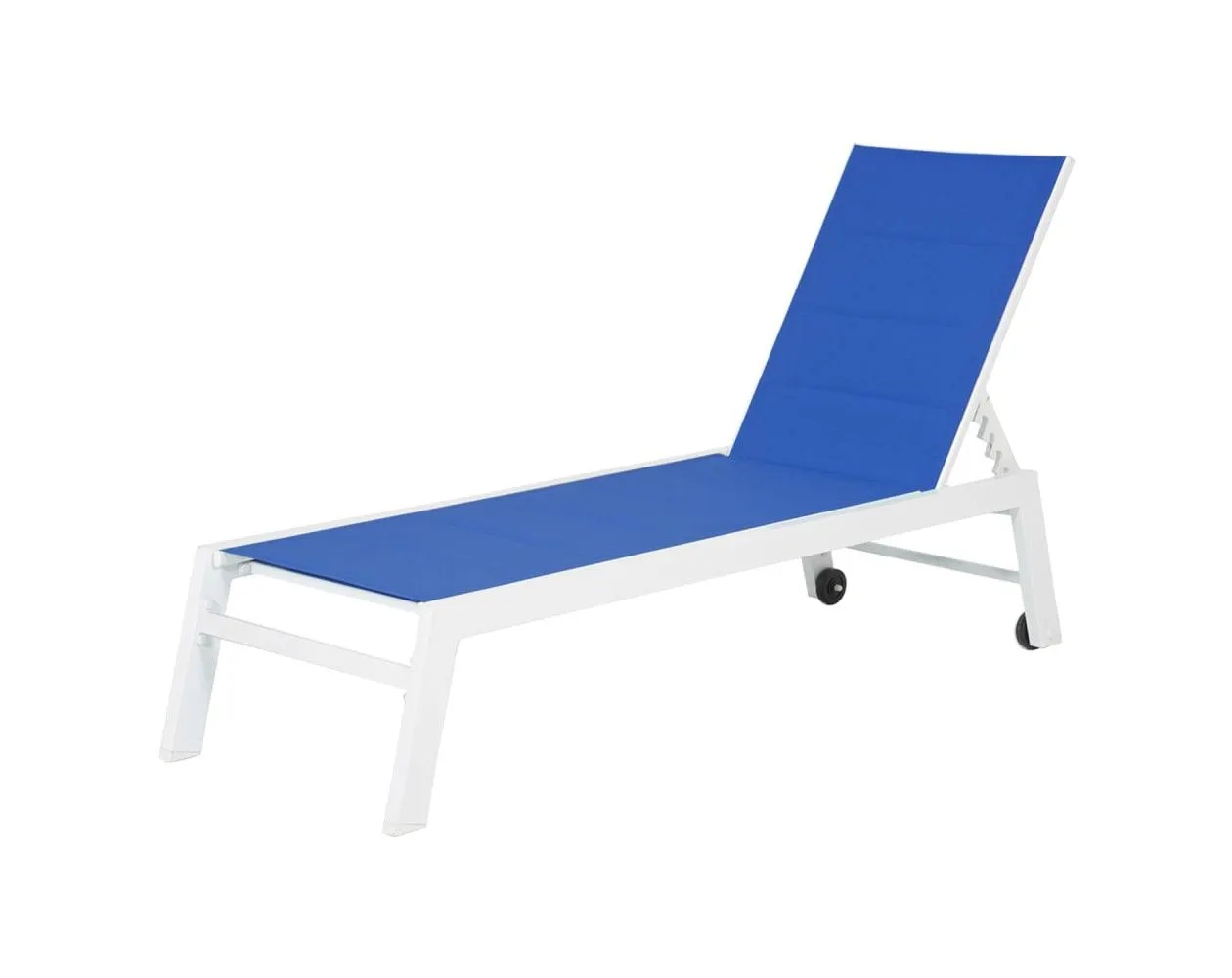 Tumbona barbados en textileno azul – estructura de aluminio blanco