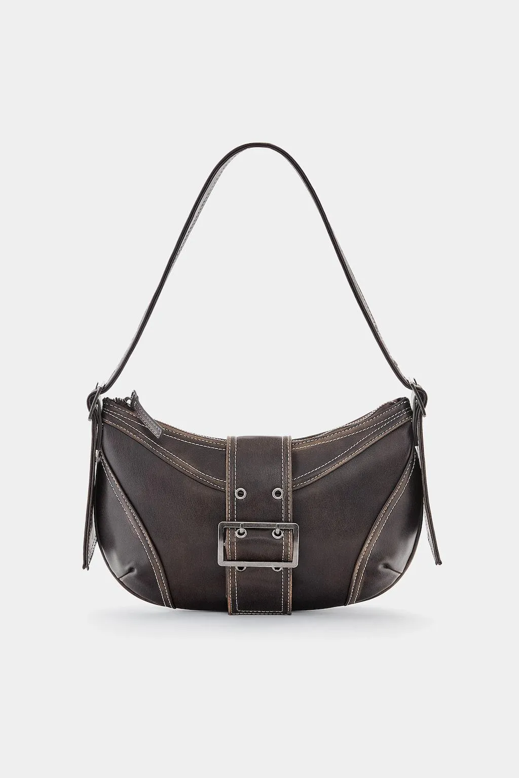 DISTRESSED SHOULDER BAG WITH BUCKLE