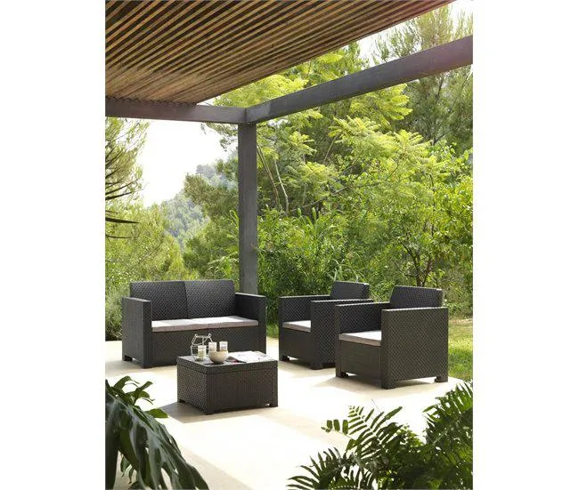 Set de jardín sofá 2 plazas+ 2 sillones + mesa de centro MAHINA