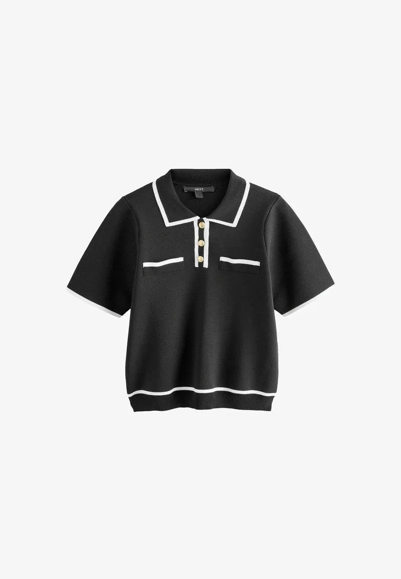 REGULAR FIT SMART COLLARED - Polo - black white