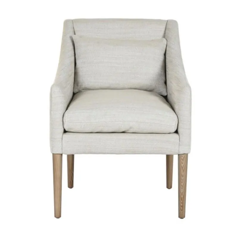 Ash dining chair, white polyester and cushions