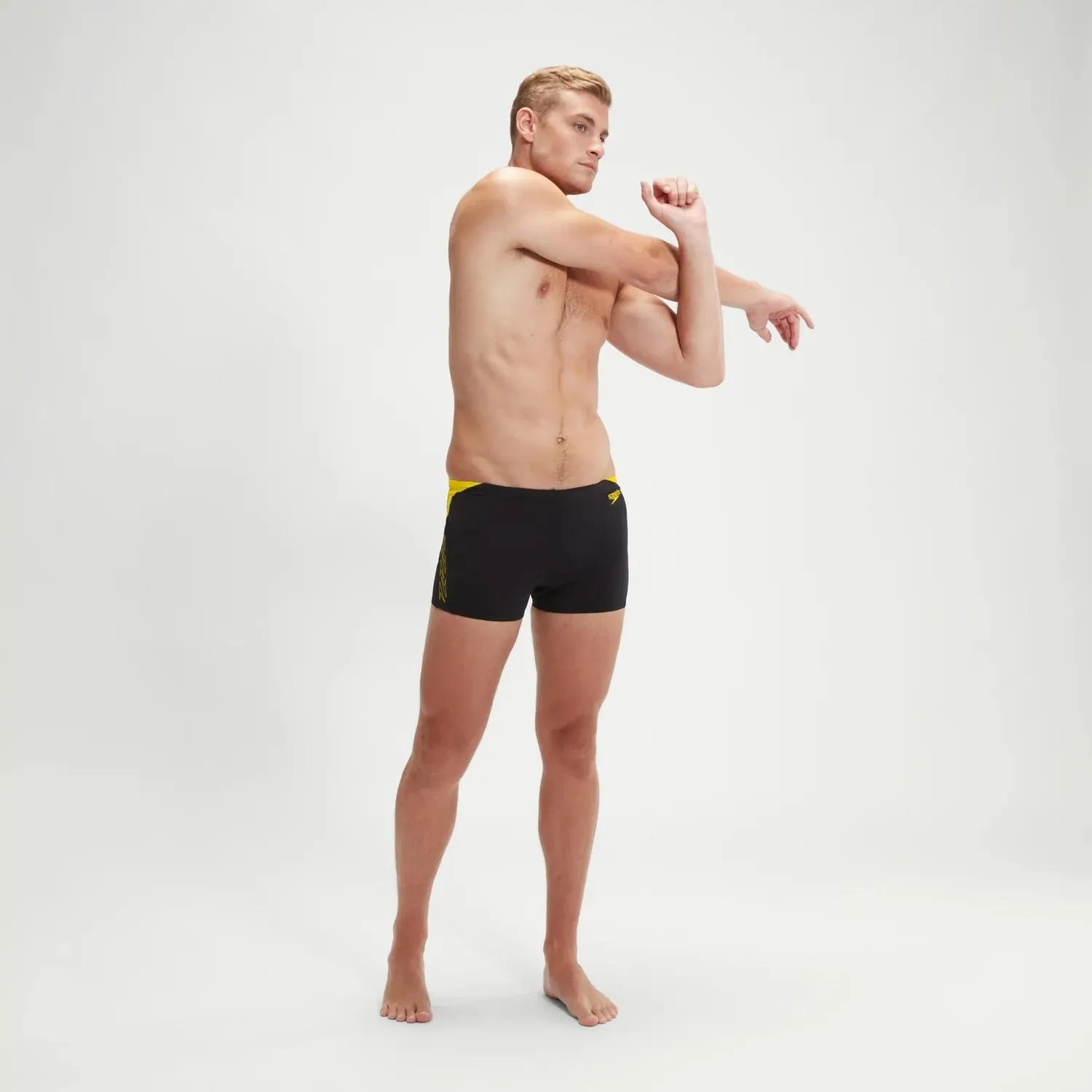 Bañador Aquashort HyperBoom con contraste para hombre, negro/amarillo