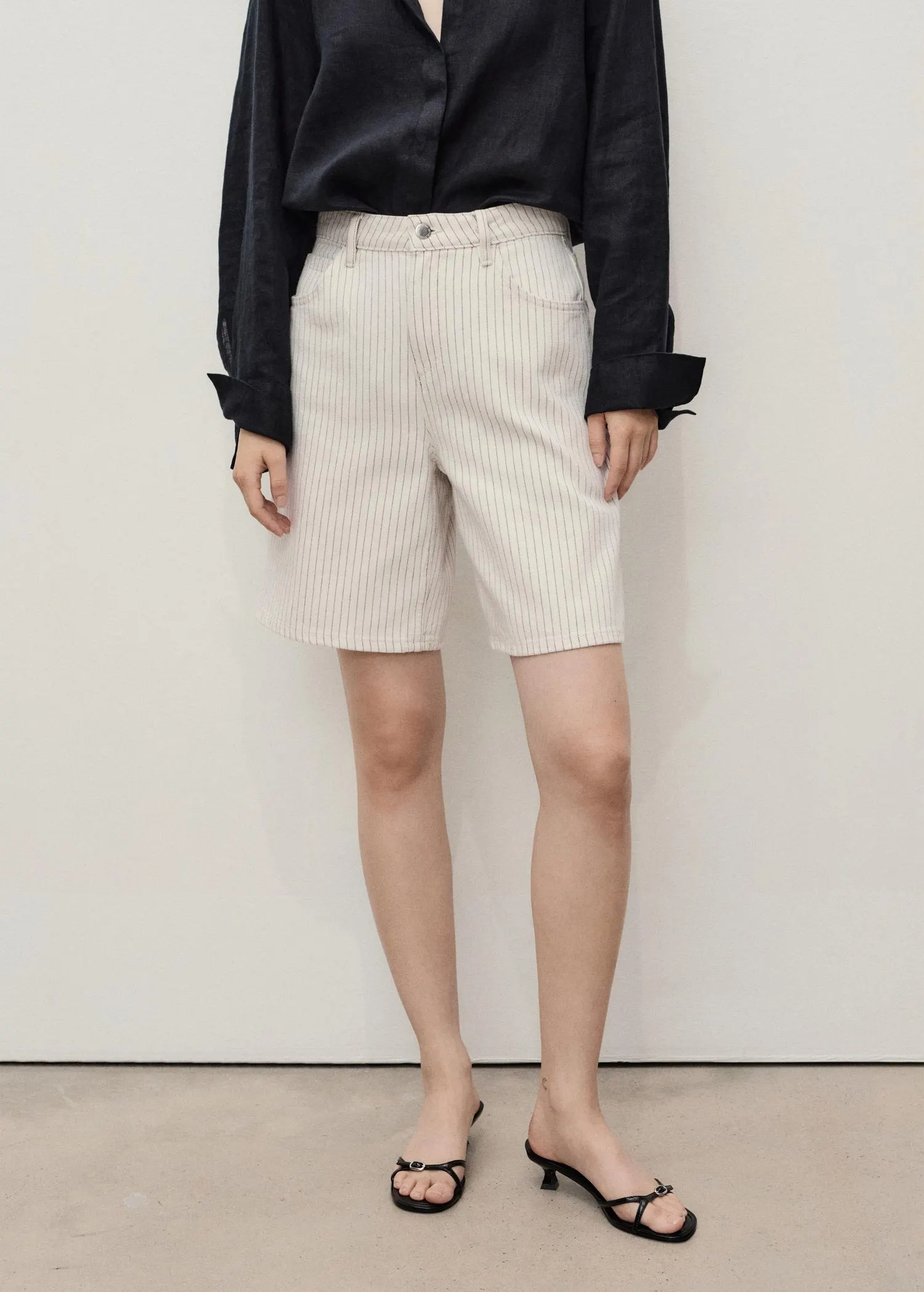 Bermudas denim rectas tiro alto