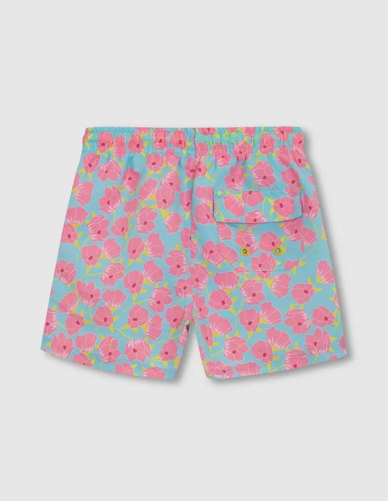 Bañador estampado flores azul claro