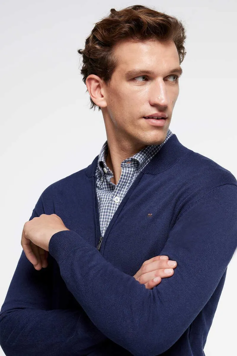 Cardigan cremallera con cuello Rib