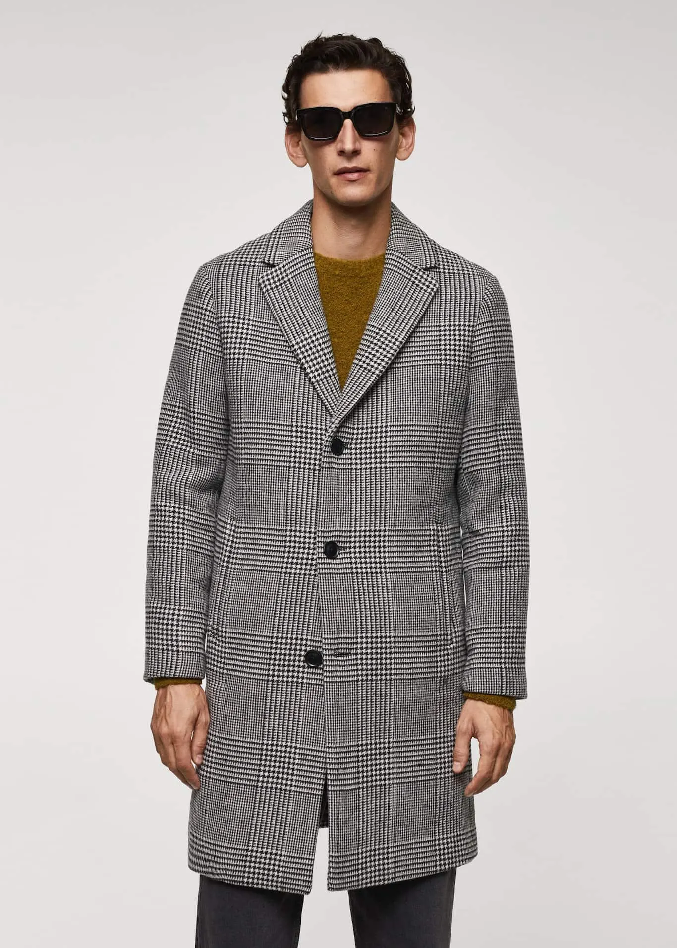 Sobretudo de lã com xadrez príncipe de Gales