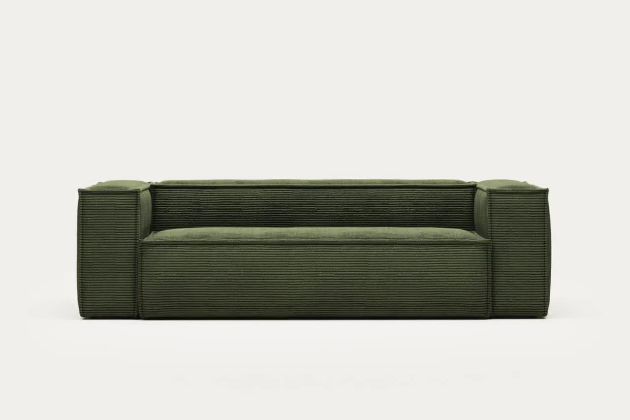 Sofá Blok 3 plazas pana gruesa verde 240 cm