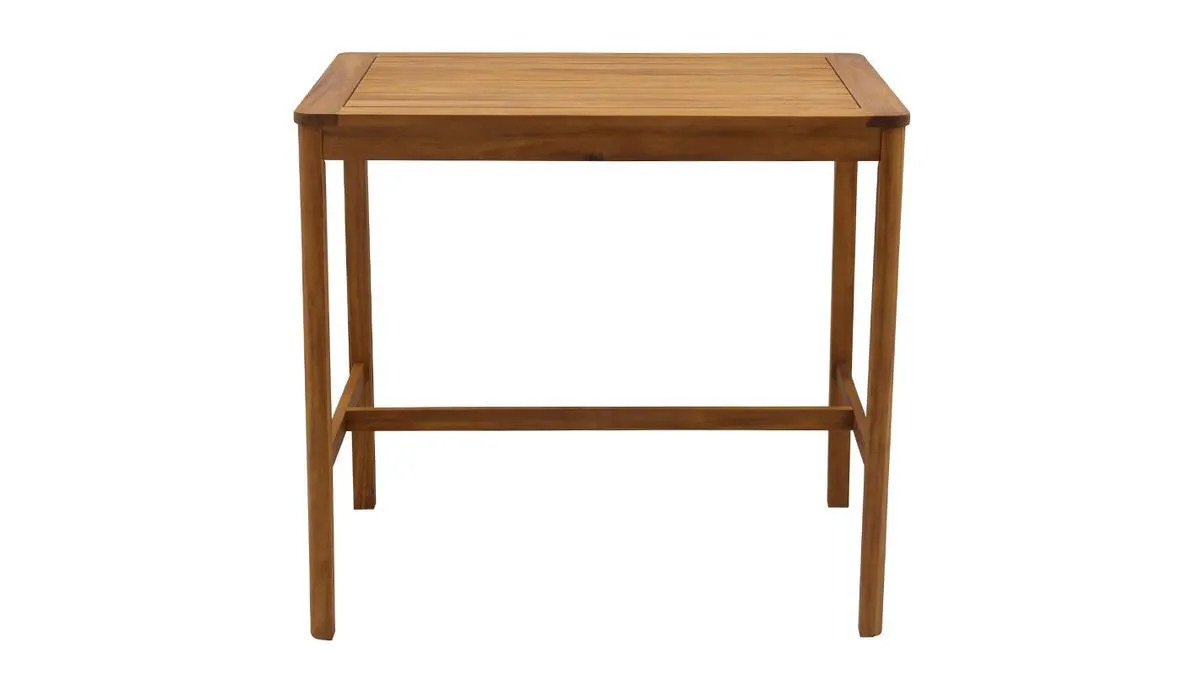 Mesa alta de jardín rectangular de madera maciza 120 cm AKIS