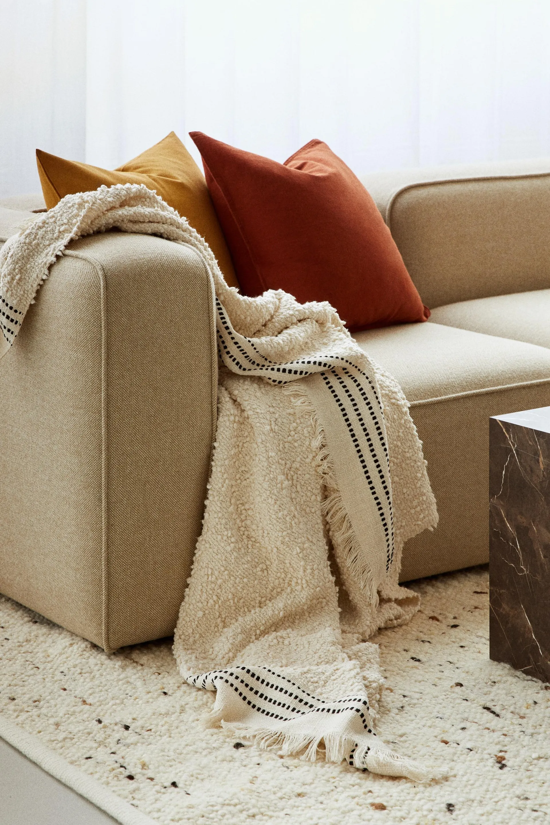 Manta de bouclé en mezcla de algodón