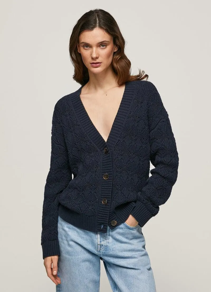 CARDIGAN CALADO ESCOTE EN V
