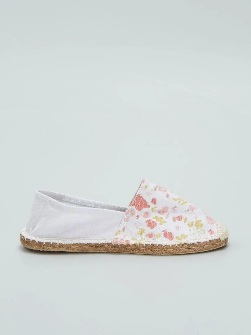 Alpargatas de esparto con estampado de flores - blanco