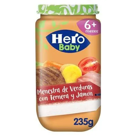 Tarrito de Menestra De Verduras con Ternera y Jamón Hero Baby 235g