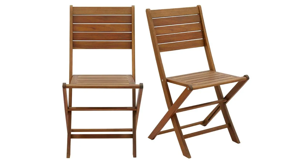 Set de 2 sillas de jardín plegables de acacia maciza CANOPEE