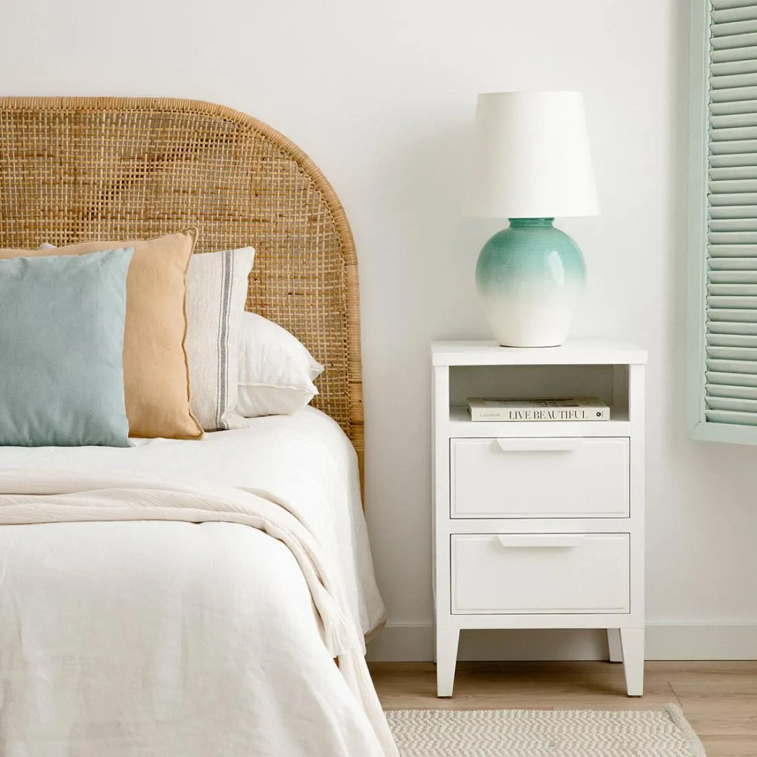 Mesita de noche blanca 2 cajones