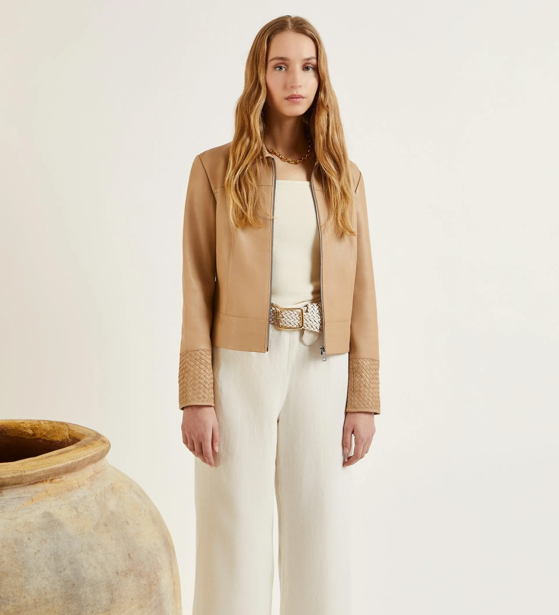 Cazadora napa trenzada