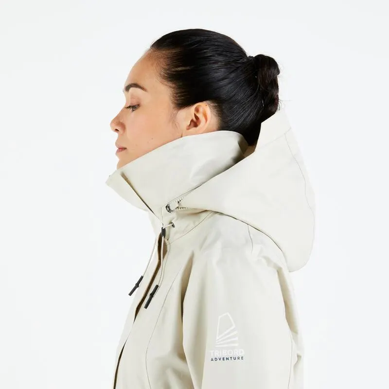 Geacă impermeabilă protecție vânt SAILING 300 Bej-Bleumarin Damă