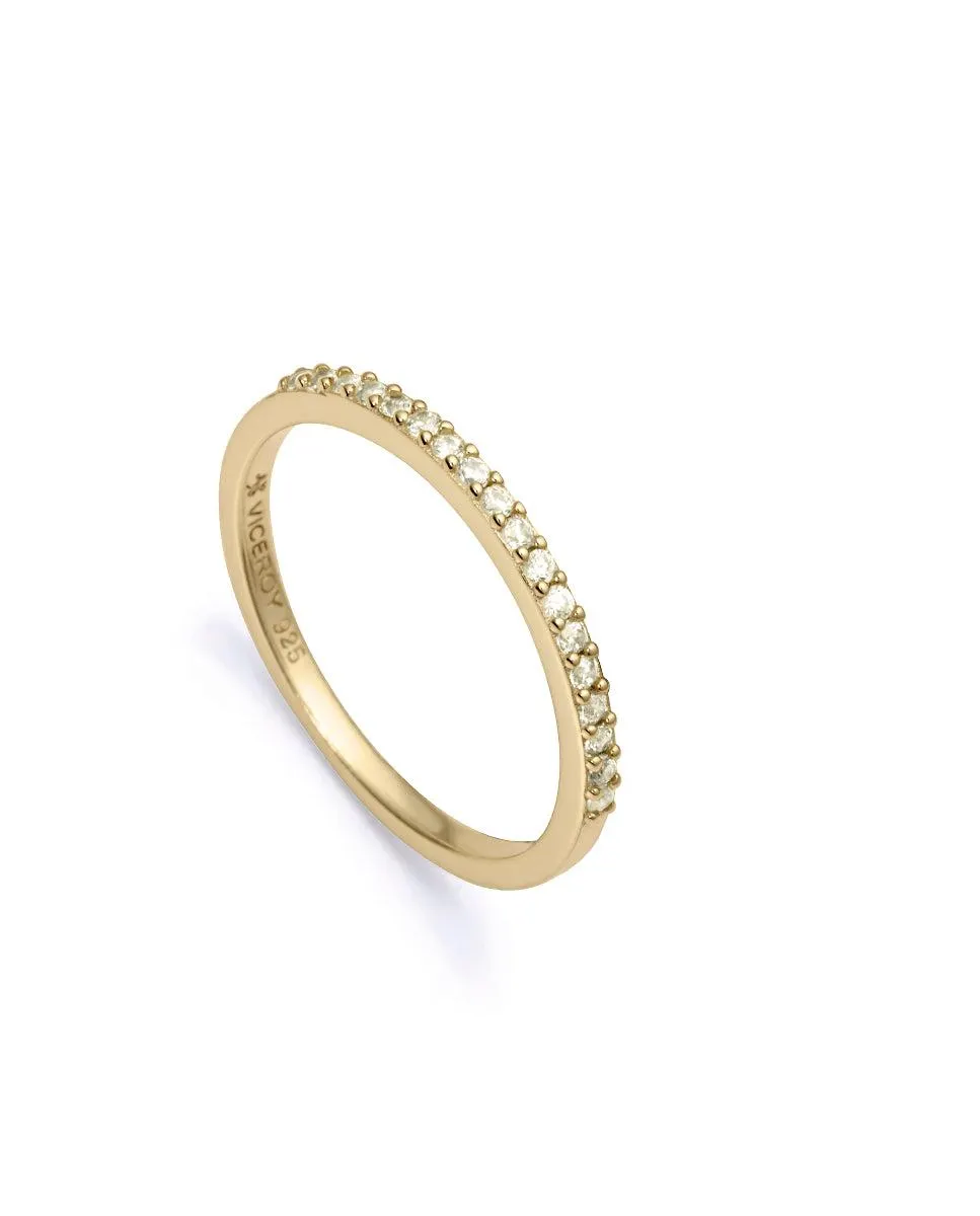 Anillo Clásica de plata de ley con baño de oro y fila de circonitas de color amarillas