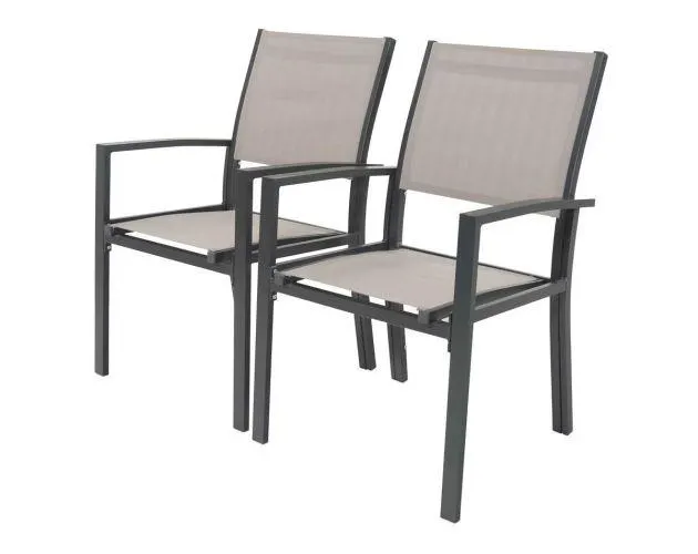 Juego de 2 sillas para jardín- textileno "tropic" - phoenix - topo