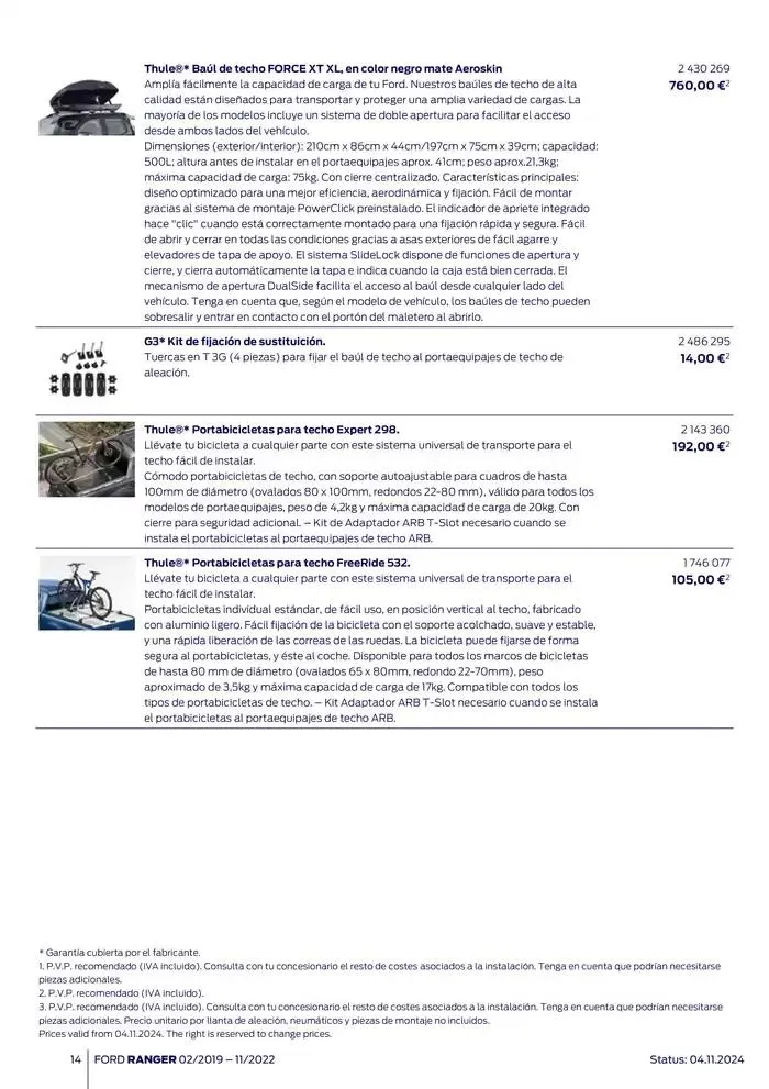 Catálogo de Ford de accesorios Ford Ranger 13 de noviembre al 13 de noviembre 2025 - Página 14