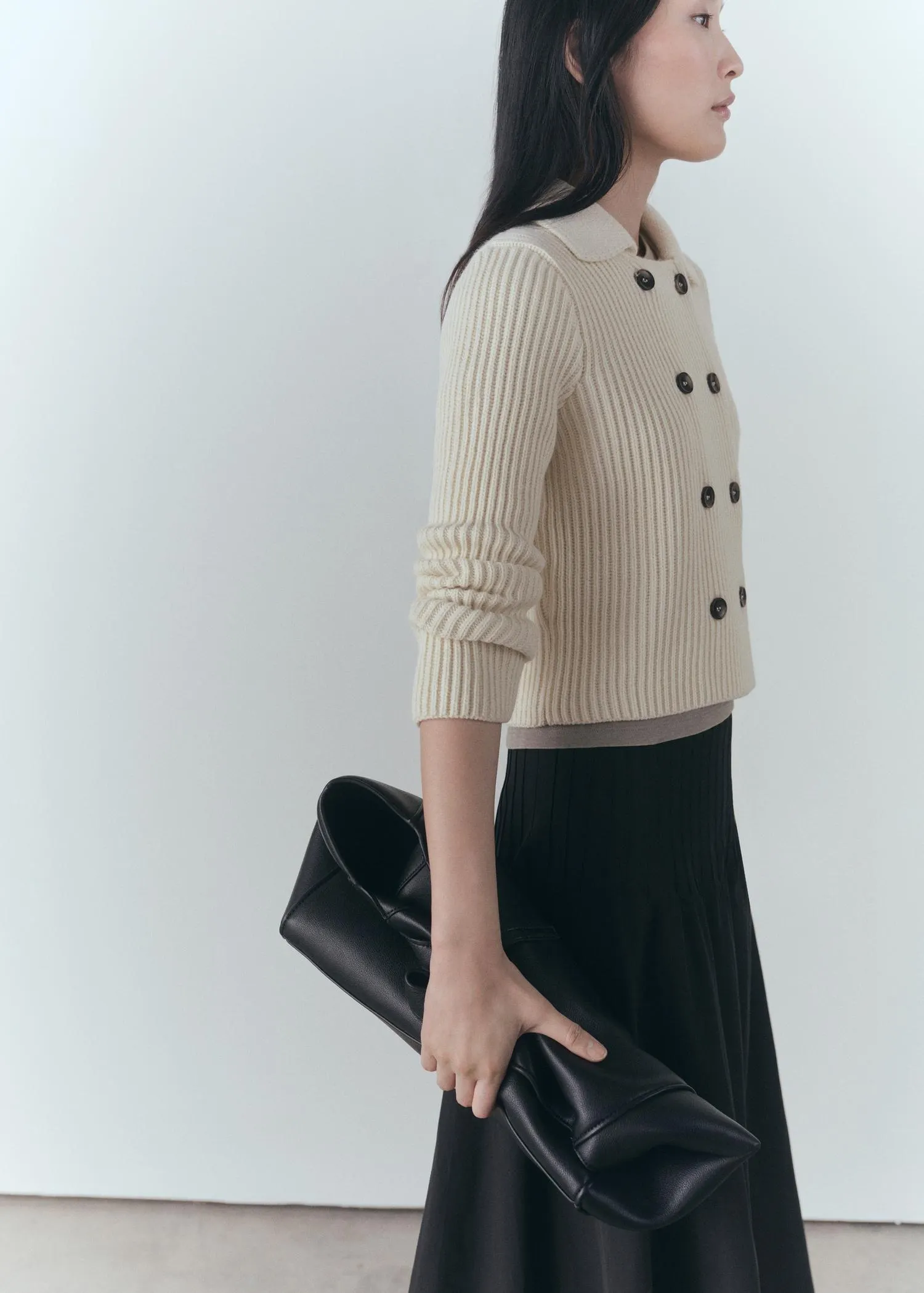 Chaqueta canalé botones