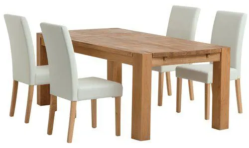 Mesa OLLERUP L200 roble + 4 sillas TUREBY blanco