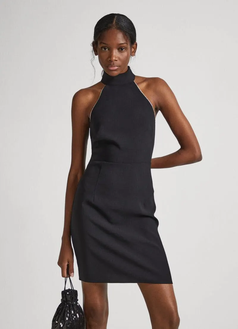 VESTIDO CORTO EN TEJIDO CREPE