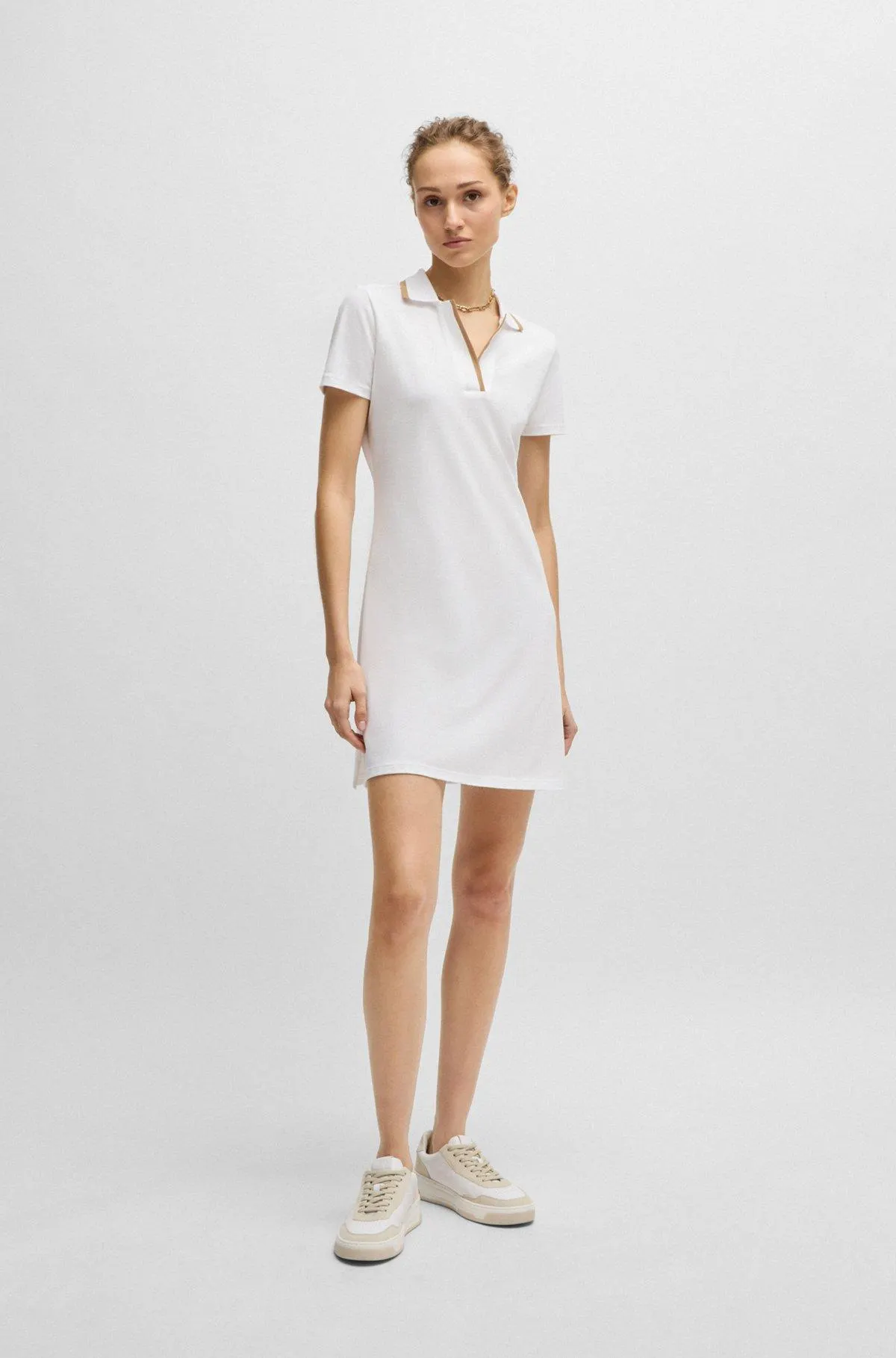 Vestido estilo camiseta de piqué de algodón elástico con logo