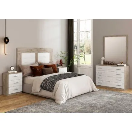 Dormitorio de matrimonio en color nordik claro y oscuro