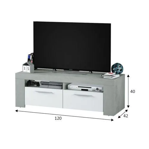 Mueble TV Artika blanco cemento con melamina 016621L