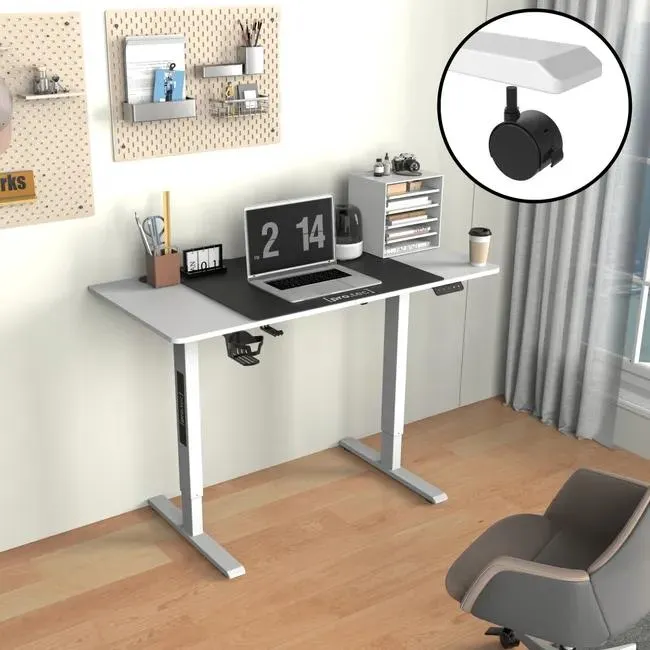 Escritorio ajustable en altura Stryn con ruedas 72-117 x 120 x 60 cm - Blanco [pro.tec]