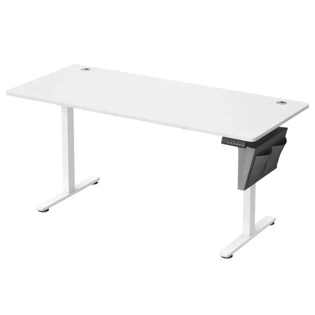 Escritorio eléctrico regulable en altura con 4 memorias, bolsillo de almacenamiento, para oficina, estudio, 70x160x72-120 cm, blanco