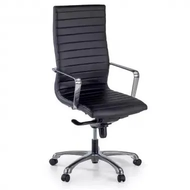 Sillón oficina diseño Class, marco acero, cromado, respaldo alto - Negro