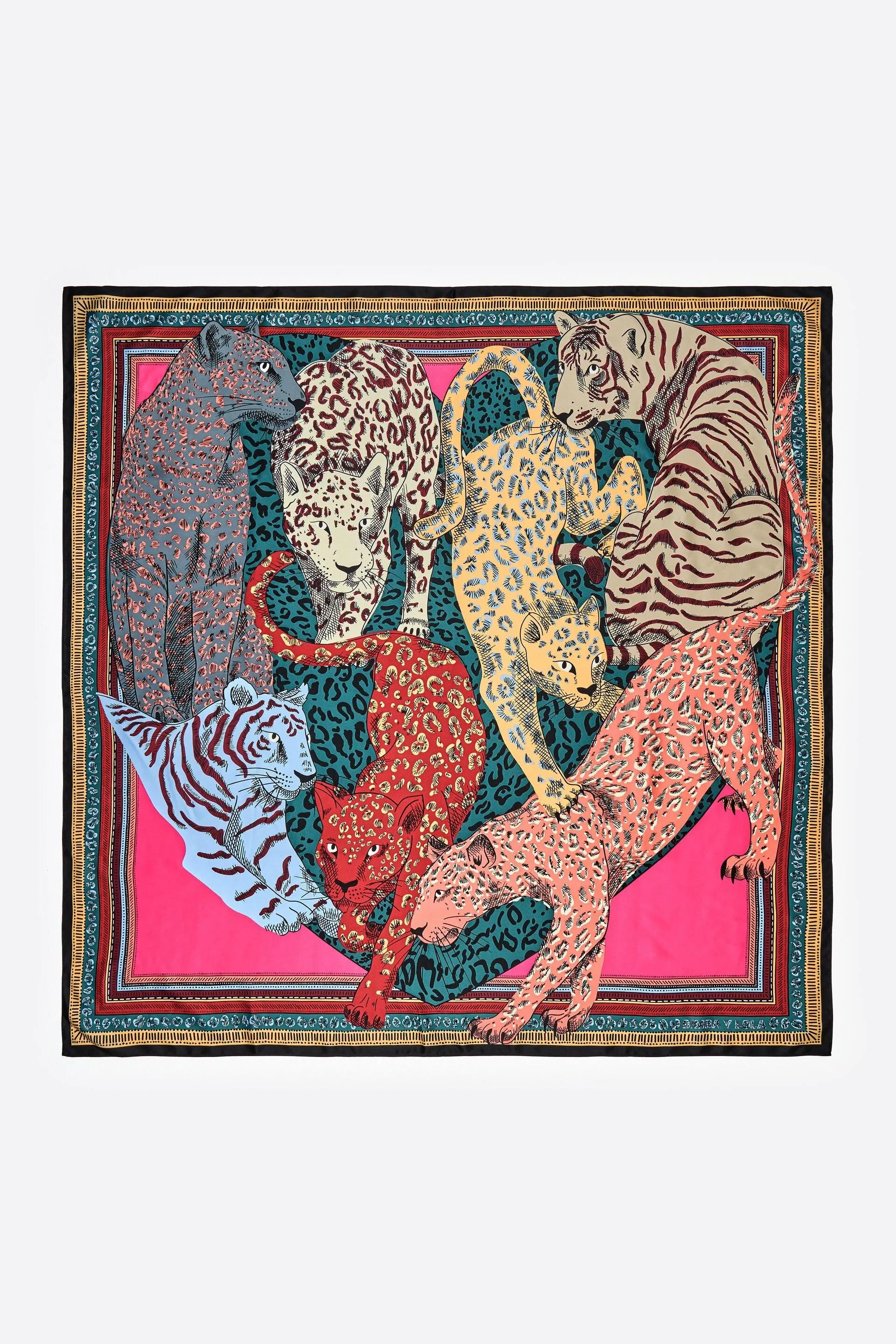 Pañuelo felinos y corazón marcos aguamarina