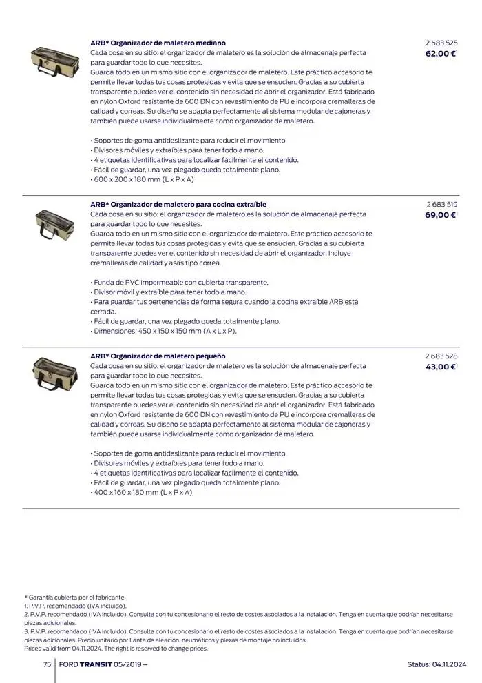 Catálogo de Ford de accesorios Transit Van 13 de noviembre al 13 de noviembre 2025 - Página 75