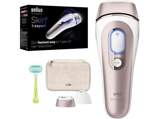 Depiladora IPL- Braun Luz Pulsada Skin I·Expert Smart PL7147, Reducción Permanente Vello, Con App e IA , Cara y cuerpo, Zonas sensibles, 2 Cabezales