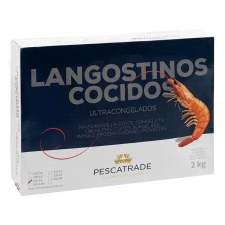 Langostino cocido Pescatrade 2kg 40-60 piezas
