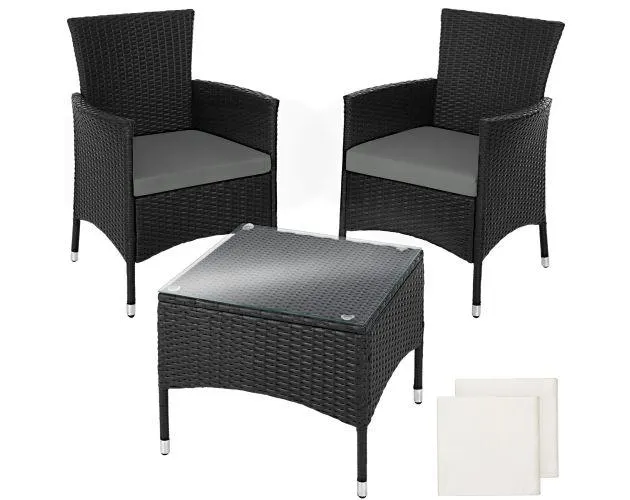 Conjunto de ratán luzern con 4 fundas, negro